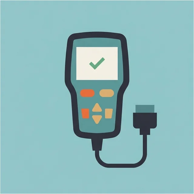 Illustration of a scan tool plugged into a car Illustration of a scan tool plugged into a car